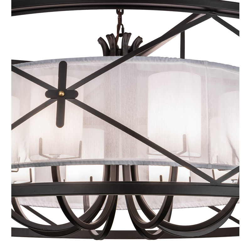 Penelope 8-Light Bronze Drum Chandelier with Glass Shades