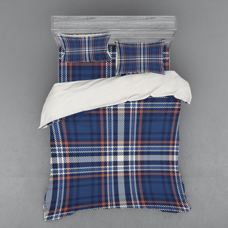 Farmhouse / Country Polyester Plaid Duvet Cover, Queen Duvet Cover + 3 Additional Pieces