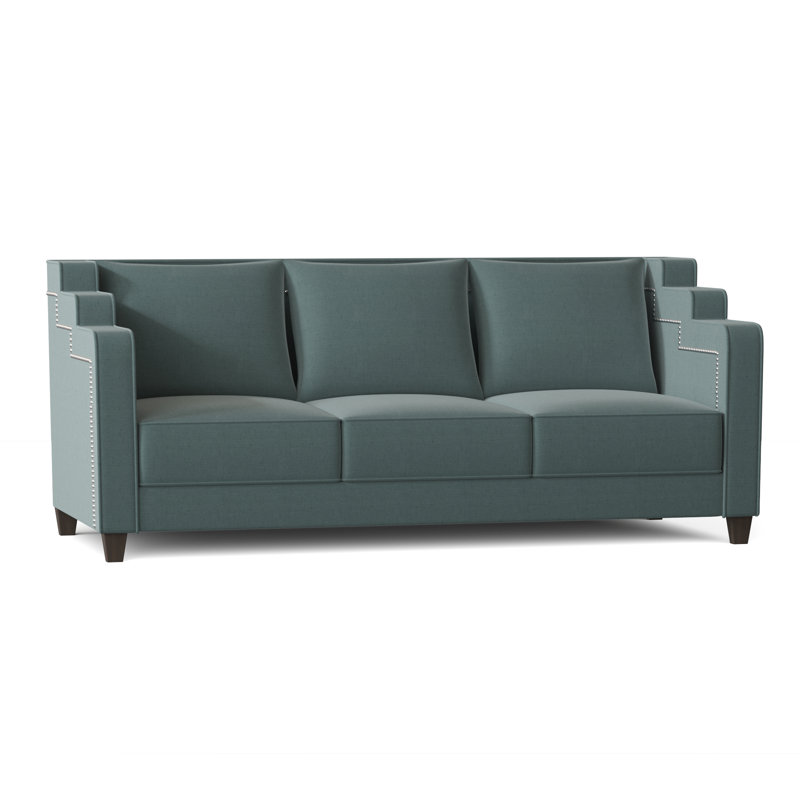 Abbey Sofa, M9463 Teal, Brown Mahogany
