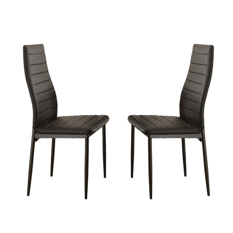 Asny Faux Leather Upholstered Metal Side Chair, Black