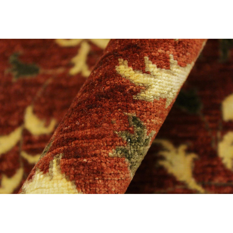 Tapis floral rouille / doré en laine noué à la main 10 pi x 13 pi 8 po Evalyn