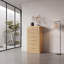 Commode haute à 6 tiroirs l 27,6 po avec lumières DEL et station de charge, rangement mince pour chambre à coucher-1596528988