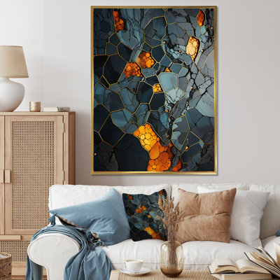 Marble Yellow Elegance II - art mural géométrique
