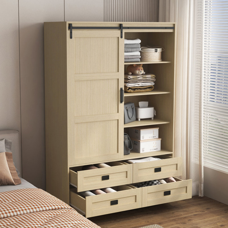 Armoire de rangement haute pour garde-robe, Naturel