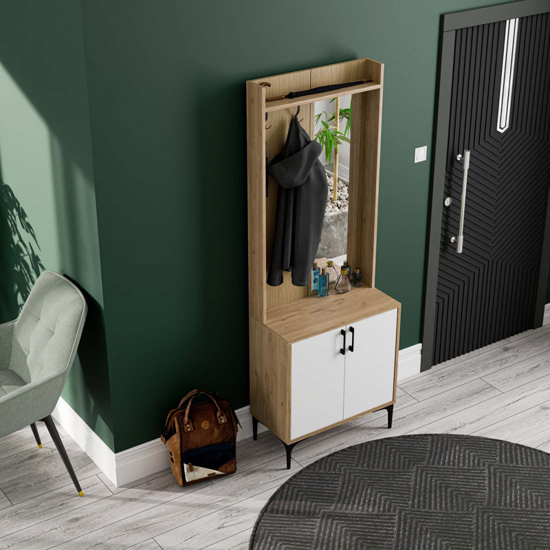 Kaleva Hall Tree 70cm Wide, White/Oak