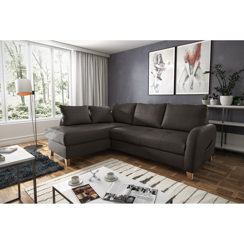 Roger Leather Corner Sofa, Left Hand Facing, Brown