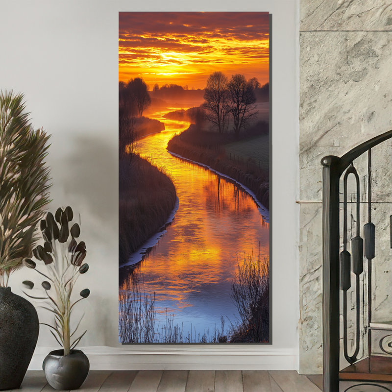 Gilsdorf River Bend At Sunrise II - Lake, art mural, H 60 po x l 28 po, Toile tendue, Ne s’applique pas
