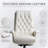 Kinnls Cellier Massage Office Chair, Modern Genuine Leather Executive Chairs for Office Desks, Ergonomic Office Recliner Chairs, Adjustable Height Tilt Lock, White-101602212