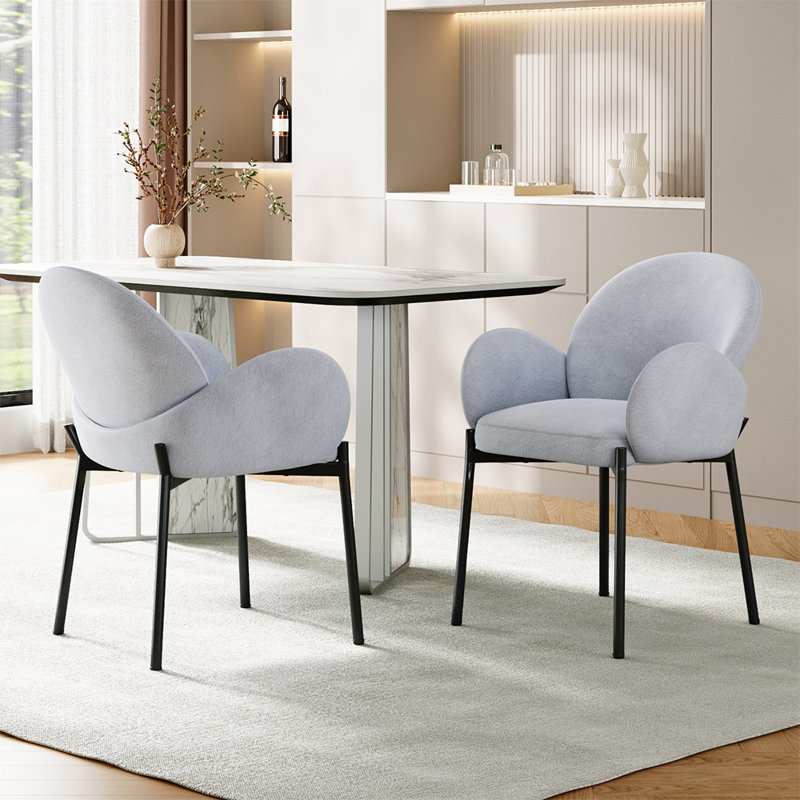 Small teddy velvet dining chair, Grey