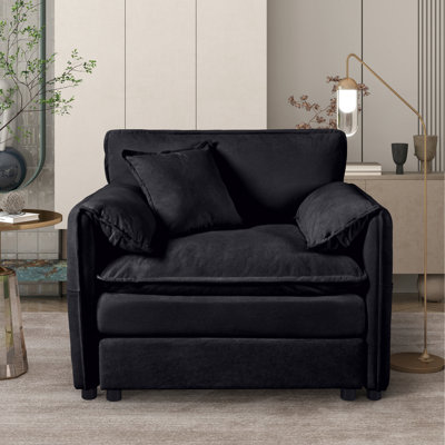 Chaise surdimensionnée noire de 41,09 po, ensemble de coussins d'assise rembourrés en chenille moderne, attrayante pour la chambre à coucher et le salon, fauteuil modulaire rembourré, chambre de détente, bricolage