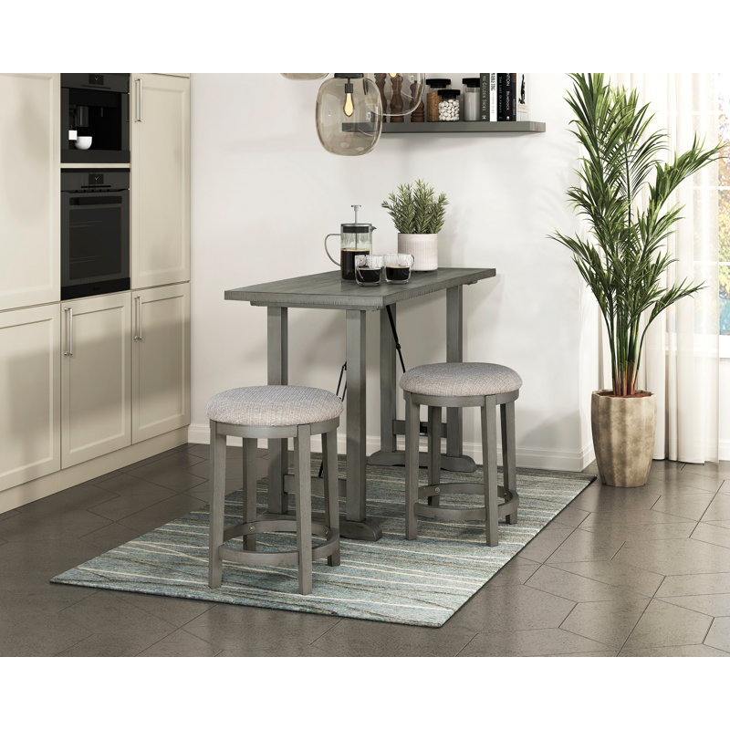 Ensemble de table à hauteur de comptoir 3 pièces avec 2 tabourets et sièges rembourrés en mousse