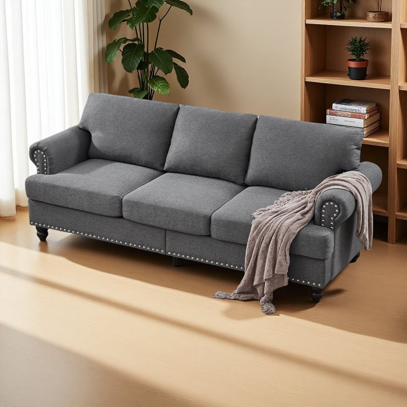 Canapé en tissu rembourré 83 po, Gris