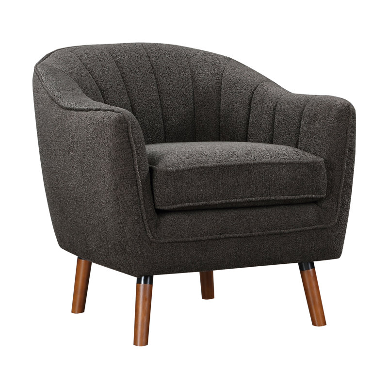 Chaise d'appoint Mid-Century moderne en chenille de couleur charbon anthracite 1pc, Gris anthracite
