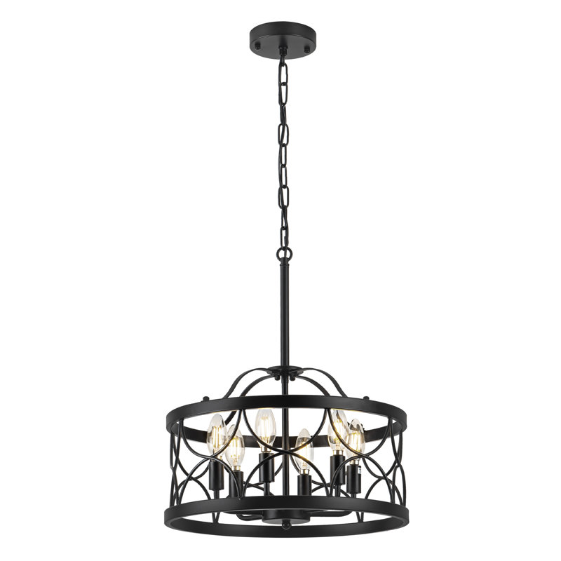 Josea 6 - Light 15.7‘’ Dimmable Drum Modern Farmhouse Chandelier for Living Room Kitchen Entryway Hallway Foyer