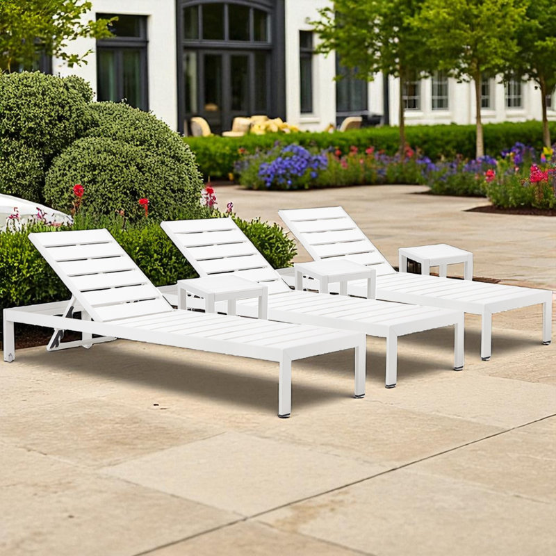 Aynura 6 Piece 76'' Long Reclining Chaise Lounge Set, White