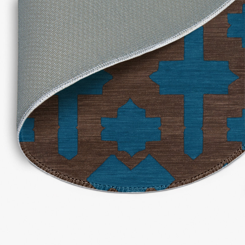 Tapis bleu intérieur et extérieur Trellis, Rond 5 pi