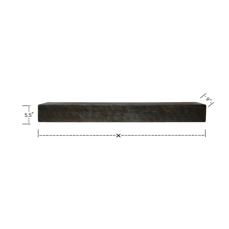 Tablette de manteau de cheminée Rough Hewn, 9", Nuit noire, 60"