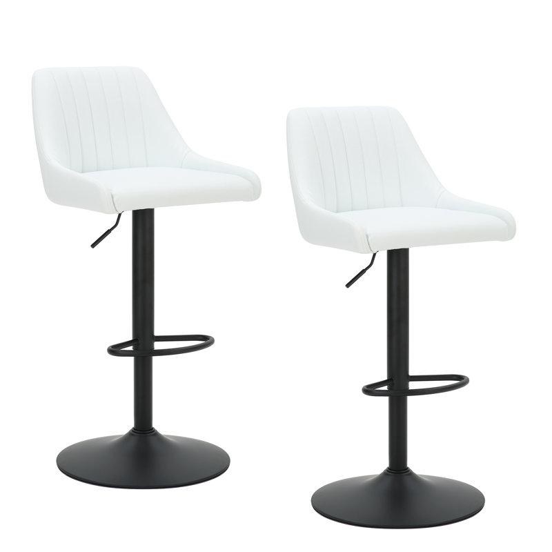 Swivel Upholstered Adjustable Height Counter Stool, White