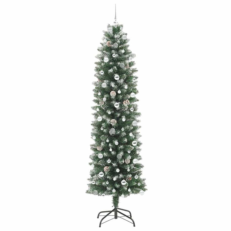 Artificial Slim Christmas Tree, Silver, 7.87' H