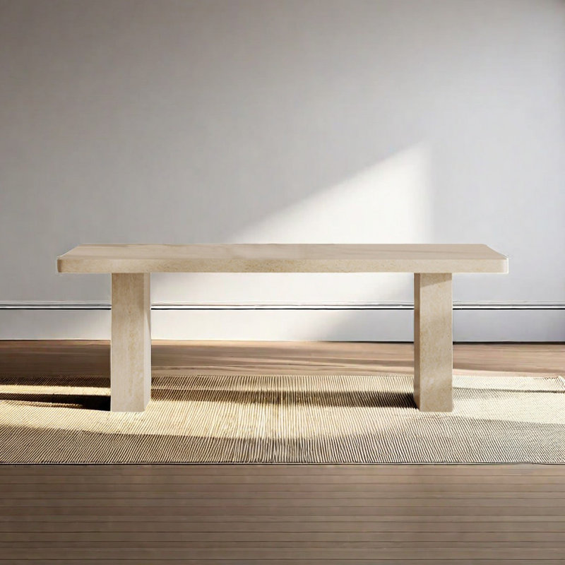 Modern Elegance Travertine - Slab Dining Table: Sleek & Spacious, 29.53”H x 70.87”L x 35.43”W
