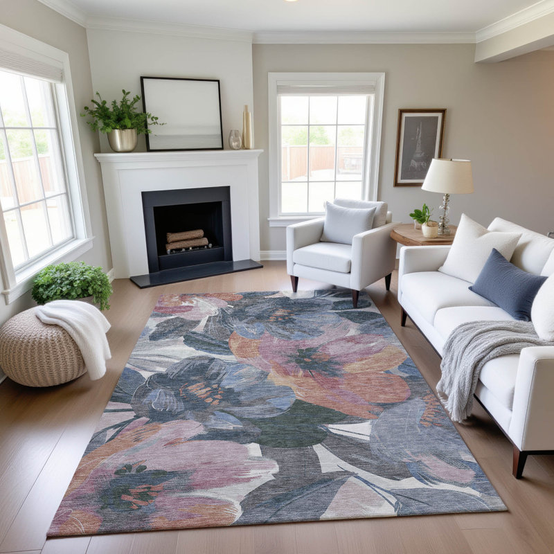 Premium Machine Washable Northdale AMF1487 Floral Rug, Rectangle 8' x 10'