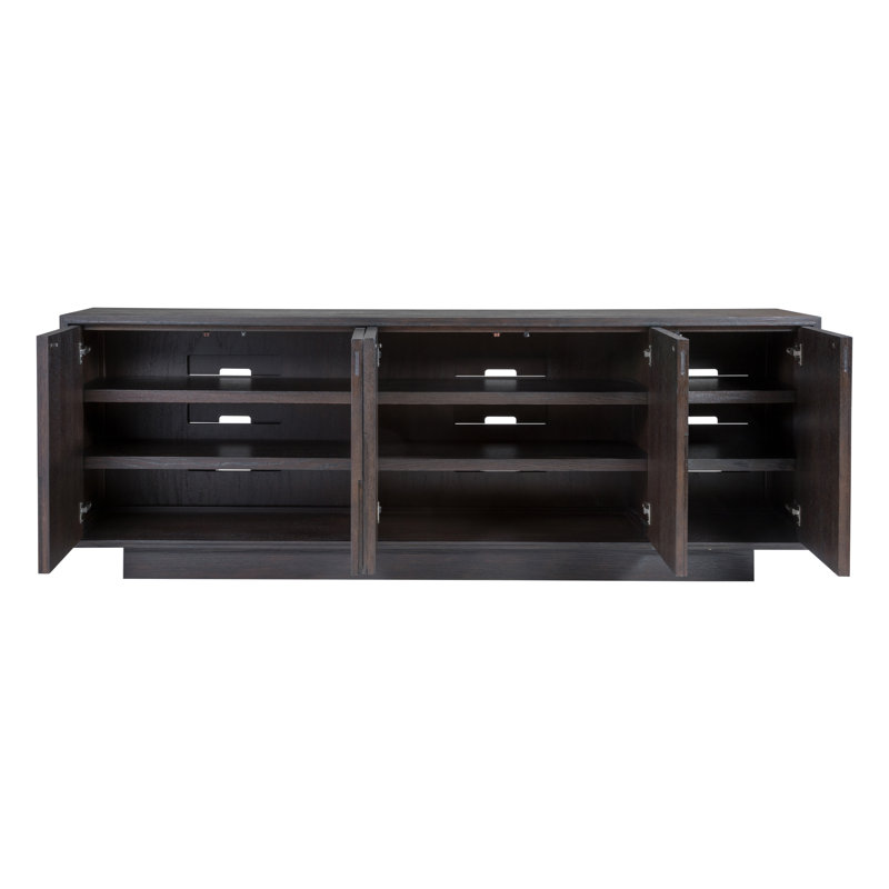 Mocha Brown Oak Modern Media Console with Cabinet