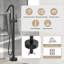 Floor Mounted Bathtub Faucet Freestanding Tub Filler with Handheld Shower, Single Handle Round Pipe Style, Anti Tangle Shower Hose, Matte Black Bathroom Trim System, For Stand Alone Bathtubs-1221350106