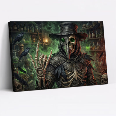 «Dark Plague Doctor» squelette avec serpent et art mural d'Halloween