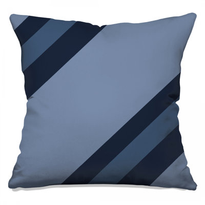Blue Grey Diagonal Stripes Double Sided Throw Pillows
