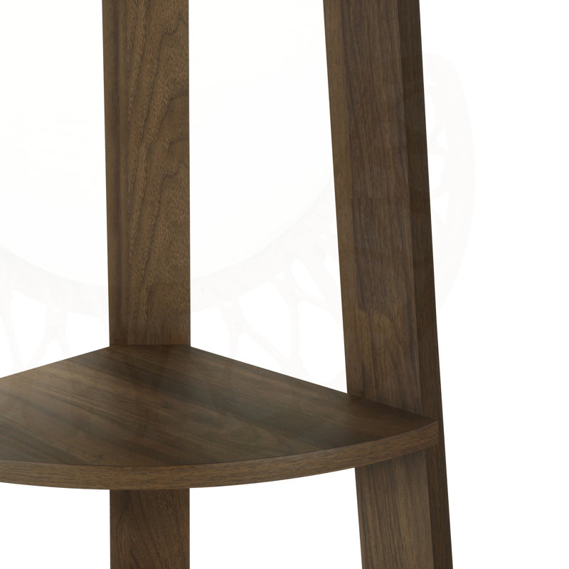 Hewitt Triangular Laminate Bookcase with Space Saving Contemporary Etagere for Office, Bedroom Corner Spaces, Dark Walnut