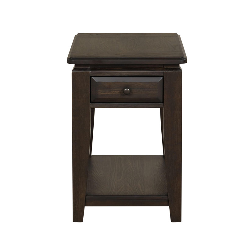Mahogany Traditional Chairside Table W/ Storage