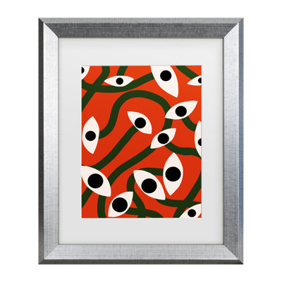 Little Dean  Evil Eyes Blossom In Red Matted Framed Art