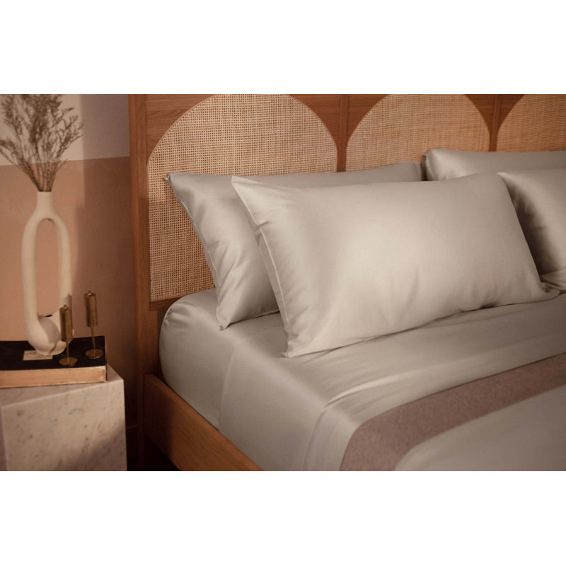 Woodland Silk Sheet Set, White, Cal King Sheet Set with 2 King Pillowcases