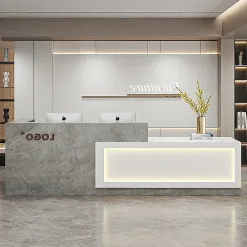 Christifer Reception Desk, Grey/White