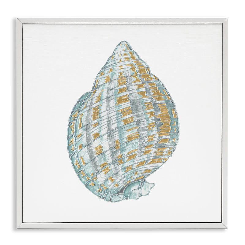 Coquille royale, giclée à spirale, design par Lorenzo Collective, H 17 po x l 17 po, Giclée encadrée blanc bord de mer