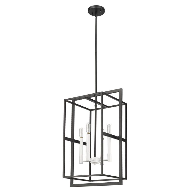 Luminaire suspendu 4 lumières, H 25 po x l 16 po x P 12 po