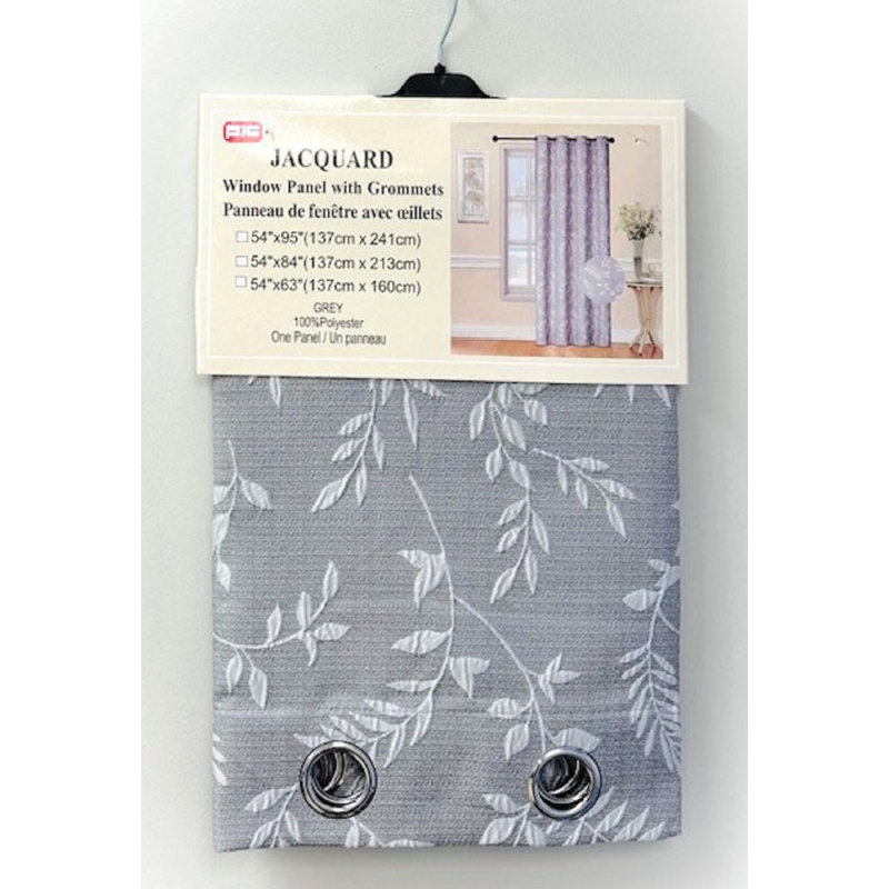 Panneau d'anneau en jacquard, L 54 po x L 95 po, Gris