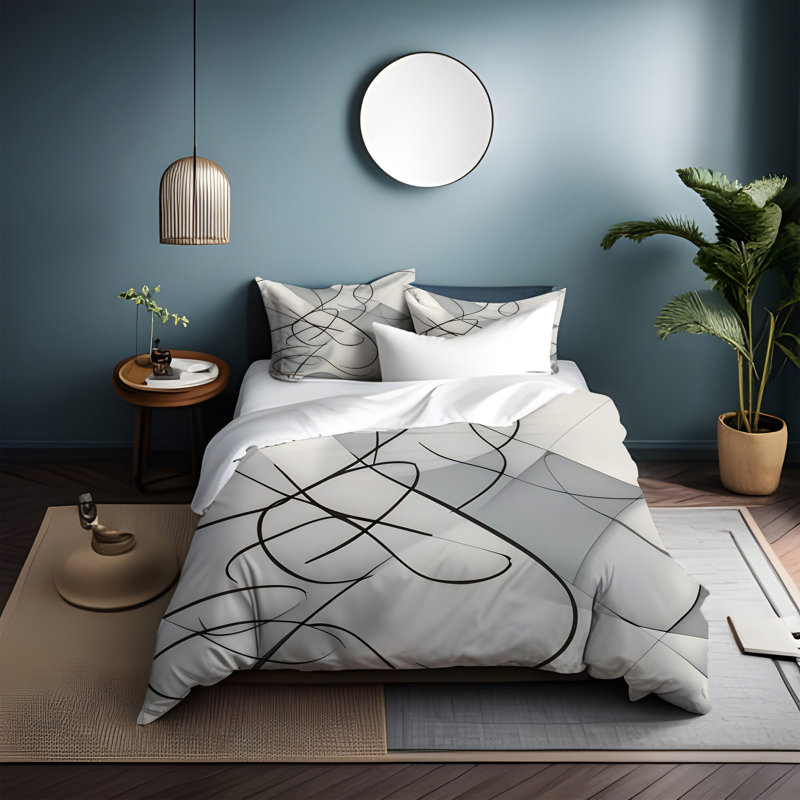 Polyester Abstract Duvet Cover, King Duvet Cover + 2 King Shams