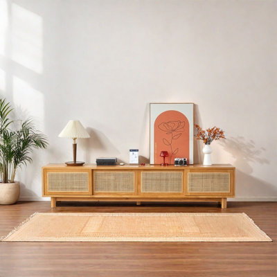 Nordic style rattan weaving TV cabinet
