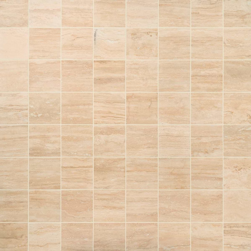 Travertine 6x6 Vein Cut Filled Honed Tile, Classic Honed