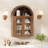 Wall Bathroom Cabinet with Glass Doors, Wood Medicine Cabinet with Adjustable Shelf, Arched Hanging Cabinet for Bathroom, Living room, Walnut-225821139