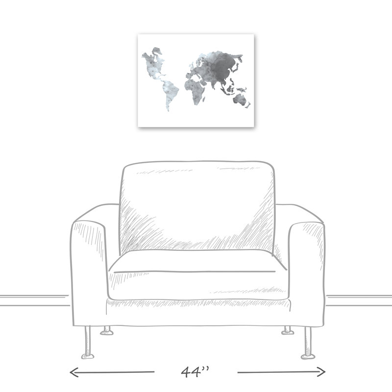 « gray carte du monde », reproduction de peinture à l’aquarelle, Toile tendue