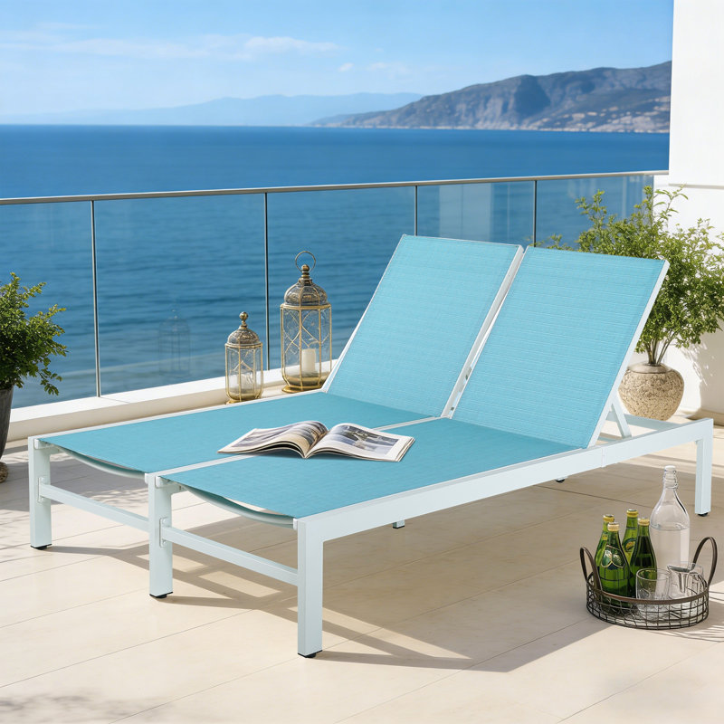 Double chaise longue d'extérieur en aluminium, Brume