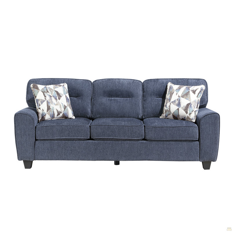 Canapé en chenille durable avec coussins décoratifs, Blue