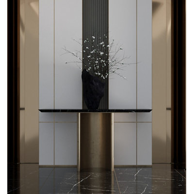 Curved Metal Pedestal Sintered Stone Console Table Modern Minimalist Entryway Table for Foyer Hallway Living Room