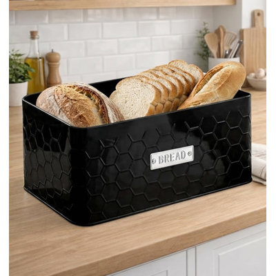 Bread Box for Countertop,Metal Bread Bin with Bamboo Cutting Board Lid