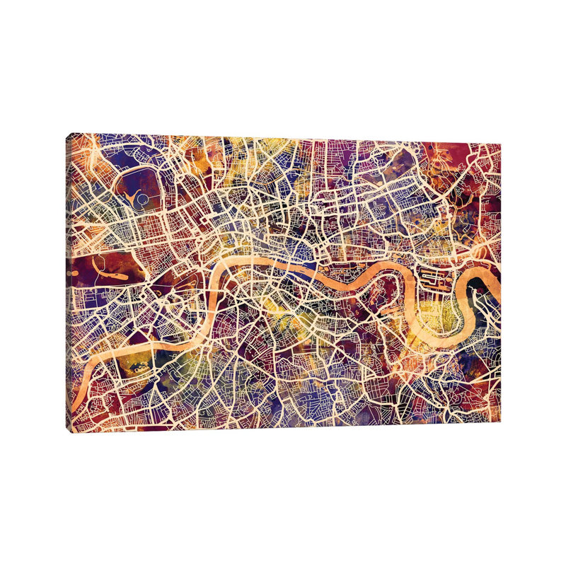 London England Street Map I by Michael Tompsett - Wrapped Canvas Gallery-Wrapped Canvas Giclée, 20.32 cm H x 30.48 cm W
