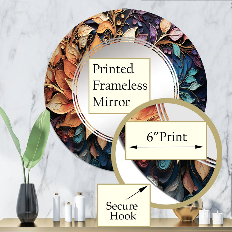 Montecello - Miroir mural rond indien, 32 po x 32 po