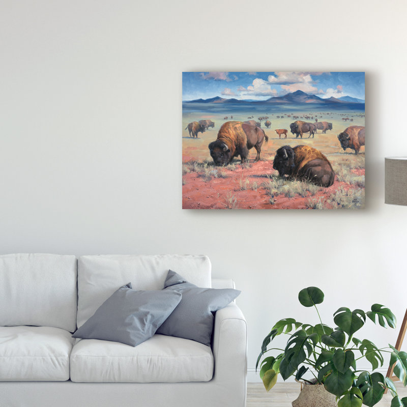 « home on the range », peinture sur toile tendue, H 14 po x l 19 po x P 2 po