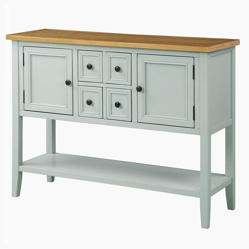 Armoire d'appoint en bois massif Delfausse, Naturel / blanc chaux